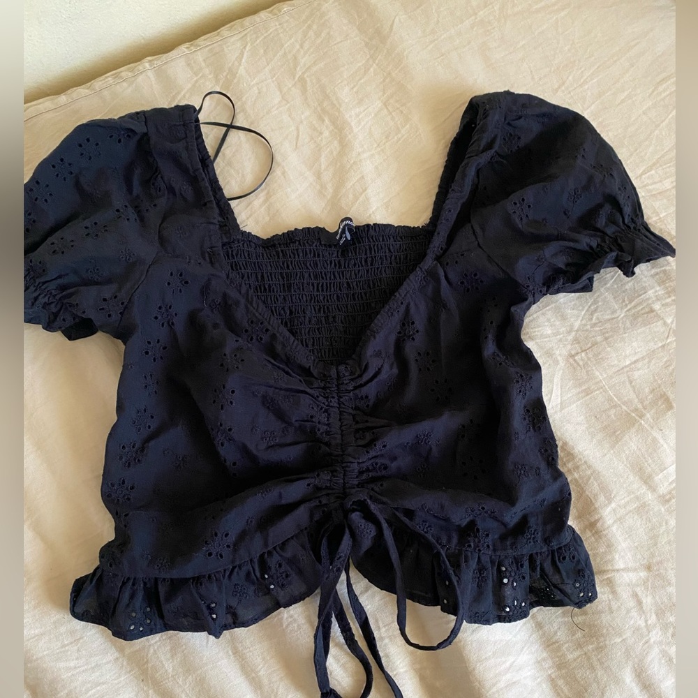 Black blouse with adjustable straps